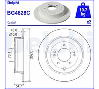 Delphi BG4828C 302mm Rear Brake Disc Set for Hyundai ix35,Tucson KIA Sportage