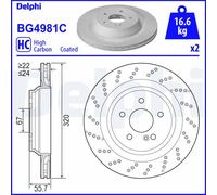x2 Rear Brake Disc Delphi BG4981C Fits Mercedes-Benz SL Braking System Vented