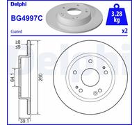 Delphi BG4997C 2x Brake Discs Rear 260mm Outer Diameter Solid Fits Honda Civic