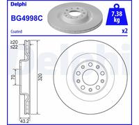 x2 Rear Brake Disc Delphi BG4998C Fits Alfa Romeo Giulia Stelvio Braking System