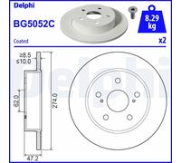 x2 Rear Brake Disc Delphi BG5052C Fits Suzuki Toyota Swace Corolla