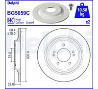 x2 Rear Brake Disc Delphi BG5059C Fits Hyundai Kia Kona Niro Optima Soul Solid