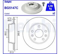 Brake Disc Delphi BG5147C for MITSUBISHI RENAULT
