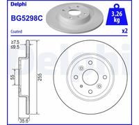 x2 Rear Brake Disc Delphi BG5298C Fits Mazda 2 MX-5 MX-5 RF Braking System Solid