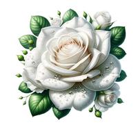 x2 Single White Rose Vinyl Decal Stickers, Cover Marks, 150mm Tall Qty:2 Ideal for Laptop, Windows, Doors, Tile & More, Vibrant Weatherproof Decals, Flower Graphic