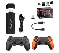 X2 Ultra Retro Game Console Stick, 4K HD Output Emuelec 4.3 Plug & Play Emulation System Video Game Devicing with Dual Wireless Controllers,Support 40+ Emulators - 64G/35000+Games