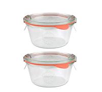 X2 WECK 740 290ml Wide Mouthed Storage Jars Including Glass Lids, Seals & Clamps for Sourdough, Preserving, Canning, Yoghurt, Kimchi, Jam