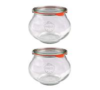 X2 WECK 748 1062ml Jewelry Storage Jar Including Glass Lid, Seal & Clamps for Sourdough, Preserving, Canning, Yoghurt, Kimchi, Jam