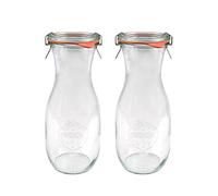 X2 WECK 764 530ml Juice Storage Jars Including Glass Lid, Seal & Clamps for Sourdough, Preserving, Canning, Yoghurt, Kimchi, Jam