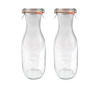 X2 WECK 766 1062ml Juice Storage Jar Including Glass Lid, Seal & Clamps for Sourdough, Preserving, Canning, Yoghurt, Kimchi, Jam