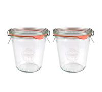 X2 WECK 900 290ml Wide Mouthed Storage Jars Including Glass Lids, Seals & Clamps for Sourdough, Preserving, Canning, Yoghurt, Kimchi, Jam