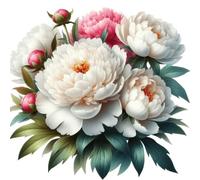 x2 White Peony Flower Vinyl Decal Stickers, Cover Marks, 150mm Tall Qty:2 Ideal for Laptop, Windows, Doors, Tile & More, Vibrant Weatherproof Decals, Flower Bunch Graphic