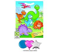 x20 LITTLE DINOSAUR BIRTHDAY PARTY GOODIE BAGS - RECYCLABLE PLASTIC CELLO LOOT TREAT GIFT BAG -INCLUDES FOIL BALLOON-