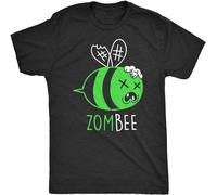 X2024LIAN Men's Zombee Tshirt Funny Zombie Halloween Bumble Bee Novelty Graphic Tee T-Shirt Balck (X-Large)