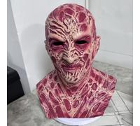 (x24005, 1pc Freddy Krueger Mask) Freddy Krueger Latex Mask - Halloween Horror Movie Costume Prop, Red Synthetic Rubber Headgear for Terror Party Cosplay