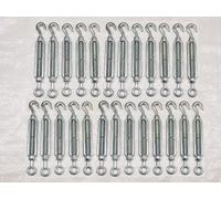 x25 M16 Galvanised Forged Straining Screw Hook And Eye - Caravan Turnbuckle Open Body