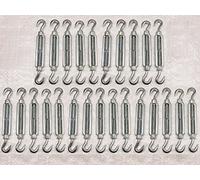 x25 M6 Galvanised Forged Straining Screw Hook and Hook - Caravan Turnbuckle Open Body