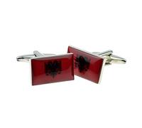 X2BOCF072 - Albania Flag Cufflinks Presented in a Cufflink Box