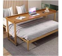 x2DfY7p Bedside Table Overbed Table with Wheels，Solid wood panel, Home Hospital Rolling Medical Table