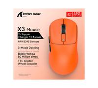 (X3 1K Orange) Attack Shark Wireless Mouse, Macro Gaming Mouse,Lightweight Mouse,PixArt PAW3395 650IPS 26000dpi,Mouse for pad/pc/mac