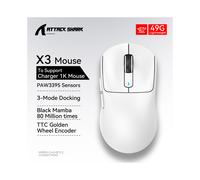 (X3 1K White) Attack Shark Wireless Mouse, Macro Gaming Mouse,Lightweight Mouse,PixArt PAW3395 650IPS 26000dpi,Mouse for pad/pc/mac