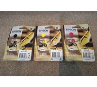 x3 GENUINE EPSON 16XL Black Magenta Yellow Ink Cartridges - New 2026 Date