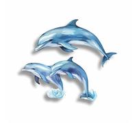 x3 Jumping Dolphin Stickers for Wall Decor, Covering Marks, Mugs & Cups, Car Bumpers, Shower & Tile, Toilets, Laptop & More Sea Animal Vinyl Decals, Hardwearing Waterproof (Dolphins)