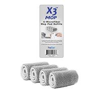 X3 Mop Replacement Microfiber Cleaning Pads, 4 Pack of Reusable Flat Mop Heads (Pads fit Original X3 Mop Only)