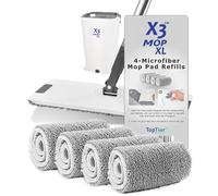X3 Mop XL Replacement Microfiber Cleaning Pads, 4 Pack of Reusable Flat Mop Heads. (Pads fit X3 Mop XL Only)