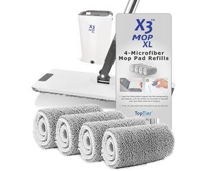 X3 Mop XL Replacement Microfiber Cleaning Pads, 4 Pack of Reusable Flat Mop Heads. (Pads fit X3 Mop XL Only)