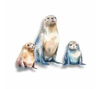 x3 Seal Stickers for Wall Decor, Covering Marks, Mugs & Cups, Car Bumpers, Shower & Tile, Toilets, Laptop & More Sea Animal Vinyl Decals, Hardwearing Waterproof (Seal)
