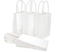 x30 Small - White Birthday Party Gift Bags - Kraft Paper Loot Gift Bag - 15x20x8cm