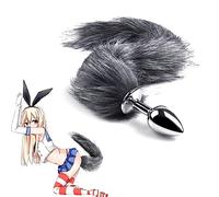 X3a-Exquisite Artificial Plush Shiny Stainless Steel Male Exercise Plug Kits (Grey) Suitable for Men and Women Night Games