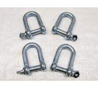 x4 6MM Galvanised Commercial Dee Shackles - Chain Connector Caravan Tether