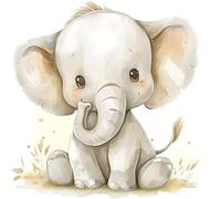 x4 Baby Animal Vinyl Stickers Cover Marks Non Transparent Waterproof Nursery Decals 1@ 20cm Tall Ideal for Toilets, car, Toybox, Wall - 3@ 7cm Tall Ideal for Phone, Cups, Jars & Flask (Elephant)