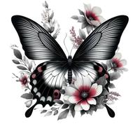 x4 Black Swallowtail Butterfly Stickers, Floral Vinyl Decals That Cover Marks,1@20cm & 3@7cm, DIY Peel & Stick, Wall Decor, Weatherproof Car, Toilet & Bin Multi-use Graphics (Black, A5)