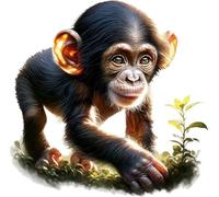 x4 Chimp Monkey Vinyl Decal Stickers, Cover Marks, 1@150mm 1@120mm & 2@70mm Ideal for Laptop, Mugs, Cups, Windows, Doors & More, Vibrant & Waterproof, Jungle Animal Art Graphics (Chimpanzee, 150mix)