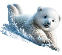 x4 Cute Cub Vinyl Decal Stickers, Cover Marks, 1@150mm 1@120mm & 2@70mm Ideal for Laptop, Tile, Windows, Doors & More, Vibrant Waterproof Decals, Arctic Animal Graphic (Bear cub1, 150mix)