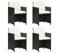 vidaXL Garden Dining Chairs with Cushions 4 pcs Black Poly Rattan UK HOT