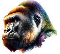 x4 Gorilla Vinyl Decal Stickers, Cover Marks, 1@ 20cm Tall Ideal for Toilets, Car, Wall or Laptop. 3@ 7cm Tall Ideal for Phone & Cups, Vibrant & Waterproof, Jungle Animal Graphics (Gorilla, 200mix)