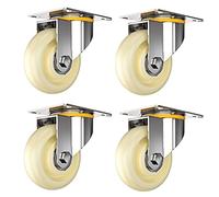 X4 Heavy-Duty Nylon Swivel Wheels, Silent Rubber Furniture Replacement Casters, Ideal for Appliances & Equipment, 5-Inch, No Brake, Smooth Mobility