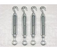 x4 M6 Galvanised Forged Straining Screw Hook Eye - Caravan Turnbuckle Open Body