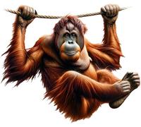 x4 Orangutan Vinyl Decal Stickers, Cover Marks, 1@150mm 1@120mm & 2@70mm Ideal for Laptop, Mugs, Cups, Windows, Doors & More, Vibrant & Waterproof, Jungle Animal Art Graphics (Orangutan, 150mix)