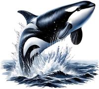 x4 Orca Whale Vinyl Decal Stickers, Cover Marks, 1@150mm 1@120mm & 2@70mm Ideal for Laptop, Tile, Windows, Doors & More, Vibrant Waterproof Decals, Arctic Animal Graphic (Orca, 150mix)