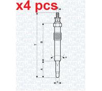 X4 PCS FITS FORD C-MAX 1.8 TDCI GLOW PLUG 062900018304 MAGNETI MARELLI