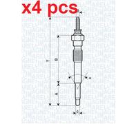 X4 PCS FITS TOYOTA 4 RUNNER II 3.0 TD GLOW PLUG 062900068304 MAGNETI MARELLI