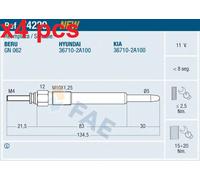 FAE Glow Plug 74229 - Fits Hyundai & Kia