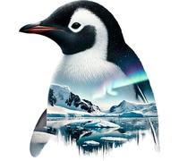 x4 Penguin Aurora Vinyl Decal Stickers, Cover Marks, 1@150mm 1@120mm & 2@70mm Ideal for Laptop, Tile, Windows, Doors & More, Vibrant Waterproof Decals, Arctic Animal Graphic (Penguin Aurora, 150mix)