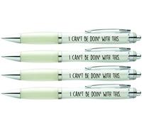 X4 Pens 'I Can't BE Doing with This' Karl Pilkington Themed Pens - for a Karl Pilkington Fan - x4 PENS
