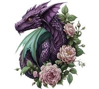 x4 Purple Dragon Vinyl Stickers Cover Marks Non Transparent Waterproof Decals 1@ 20cm Tall Ideal for Toilets or car. 3@ 7cm Tall Ideal for Phone case, Cups & Wine Glass (Dragon - Purple)